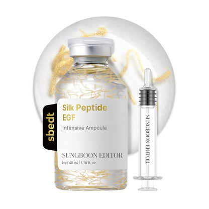 SUNGBOON EDITOR Glow Intensive Deep Collagen Silk Peptide EGF Ampoule, Copper Peptides Serum for Face with Multi Peptides, Hydrating Korean Skincare Facial Serum for Smooth-Looking Skin, 1.35 fl oz  2-Pack